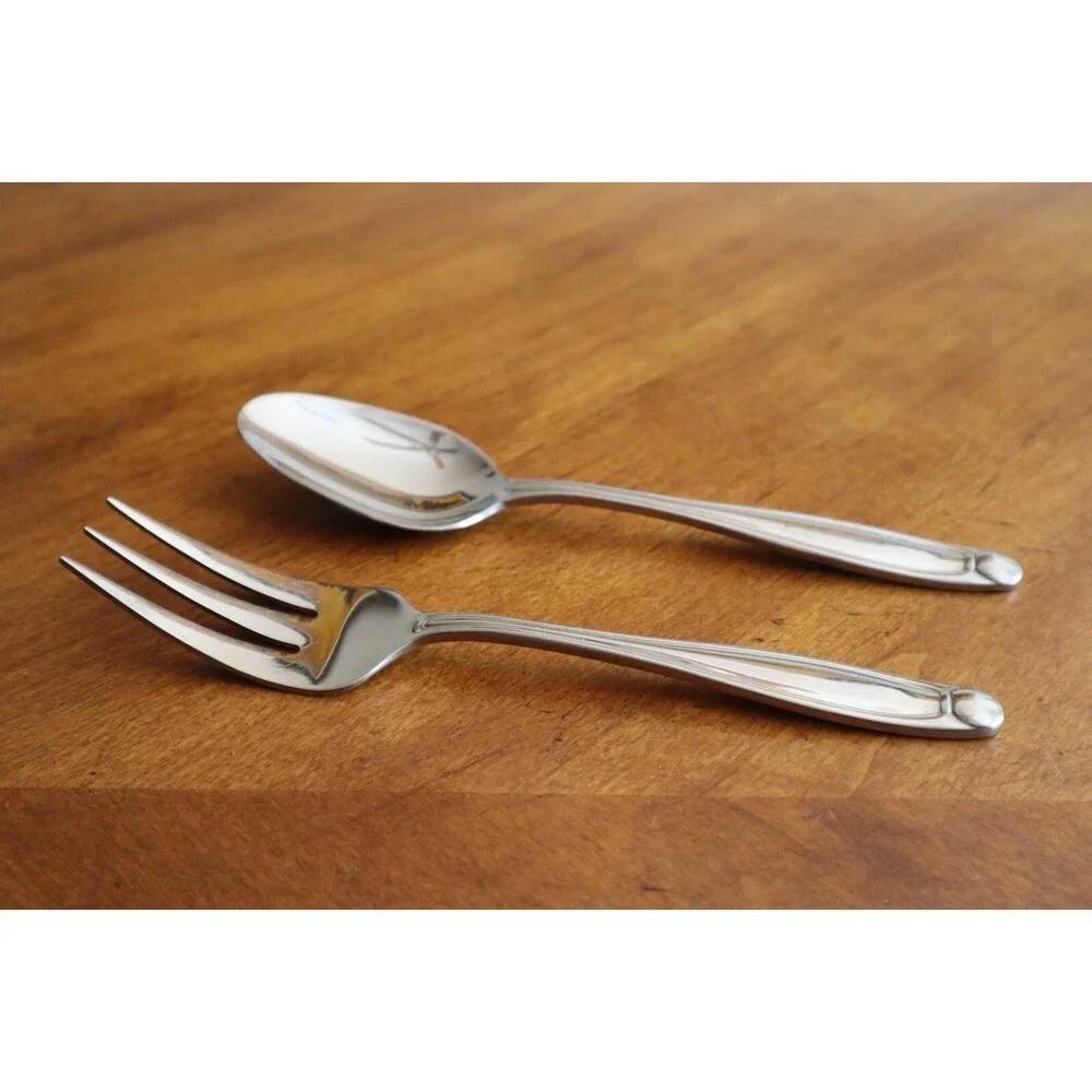 Lot Serving Spoon Fork Oneida Alexandria 18/0 China Stainless Glossy Flatware